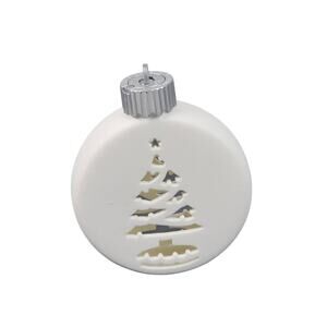 White Ceramic Bisque LED Lighted Hanging Christmas Tree 2-Sided Ornament